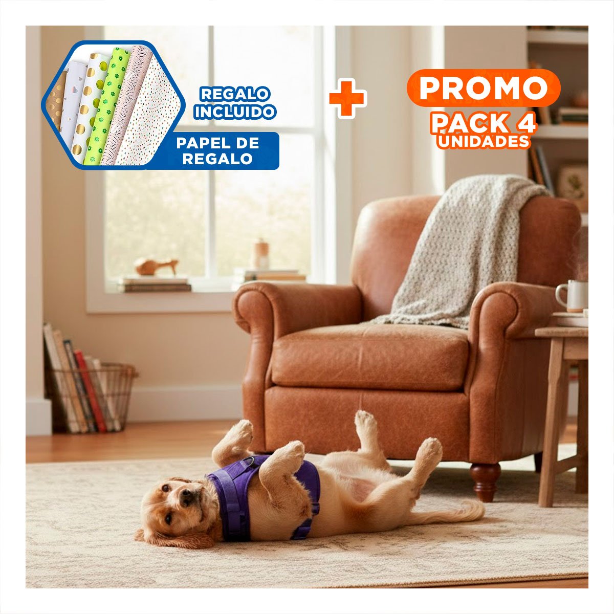 PACK4 LIGERO Y COMODO PECHERA TACTICO PARA PERRO MORADO CON CORREAS SEGURAS Y+PAPEL REGALO - 1