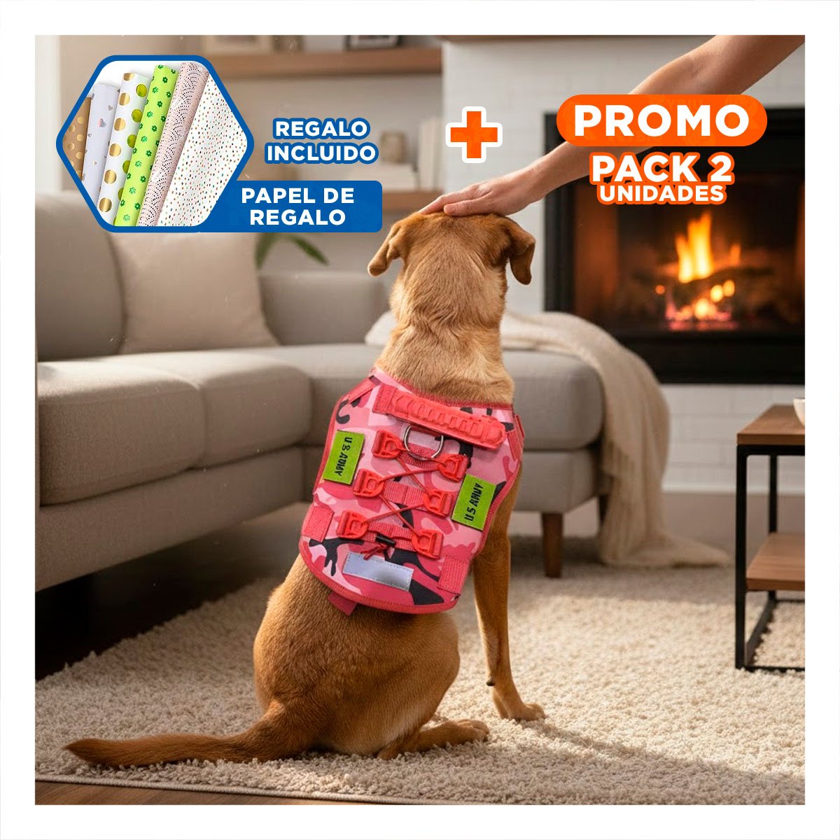 PACK2 ARNES CHALECO TACTICO PARA PERRO ROJO PERFECTO PARA CAMINATAS Y JUEGOS Y+PAPEL REGALO - 1