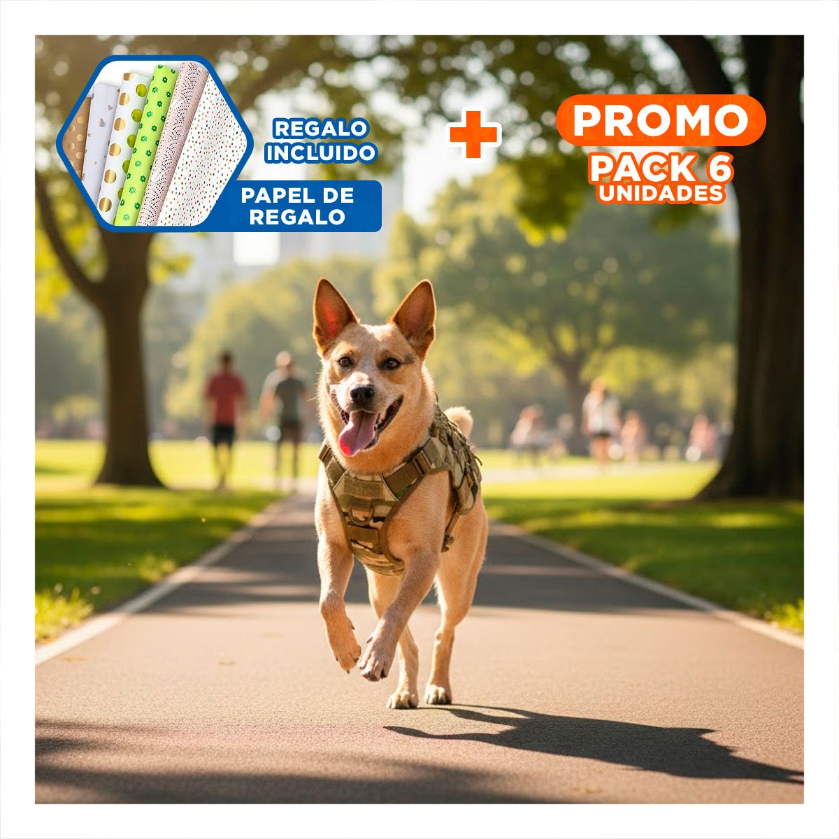 PACK6 ARNES CON AJUSTE PARA PERRO VERDE CLARO TALLA L CHALECO TACTICO Y+PAPEL REGALO - 1