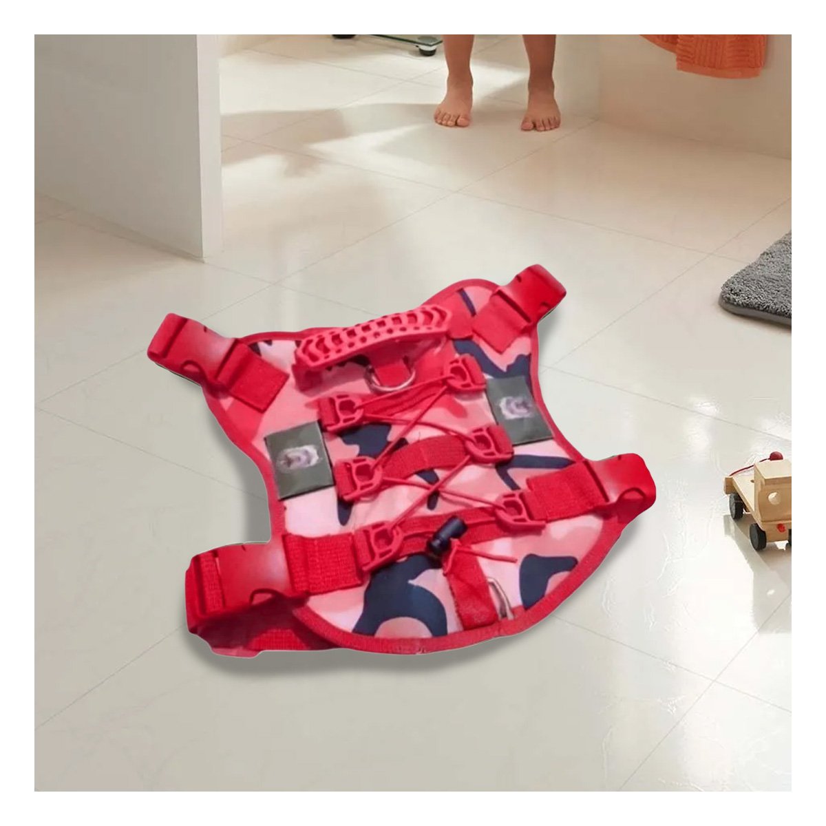 PACK4 CONFORT CHALECO TACTICO PARA PERRO ROJO AJUSTABLE Y SEGURO PARA PASEOS Y+PAPEL REGALO - 5