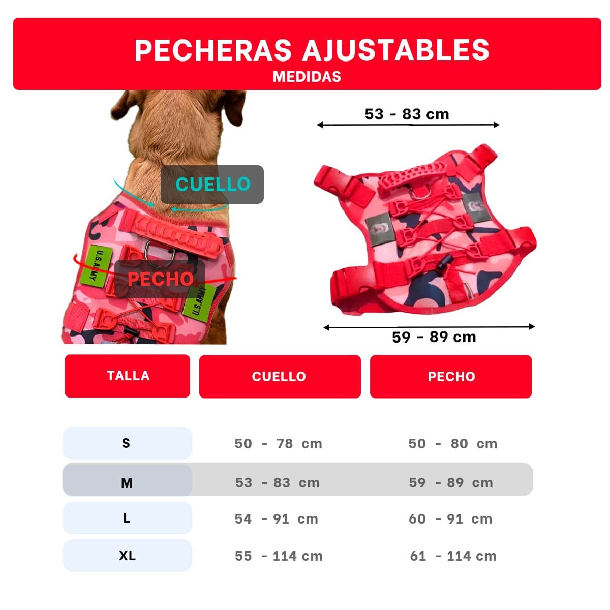 ESTILO CHALECO TACTICO PARA PERRO ROJO MATERIAL RESISTENTE Y SEGURO Y+POST IT - 4