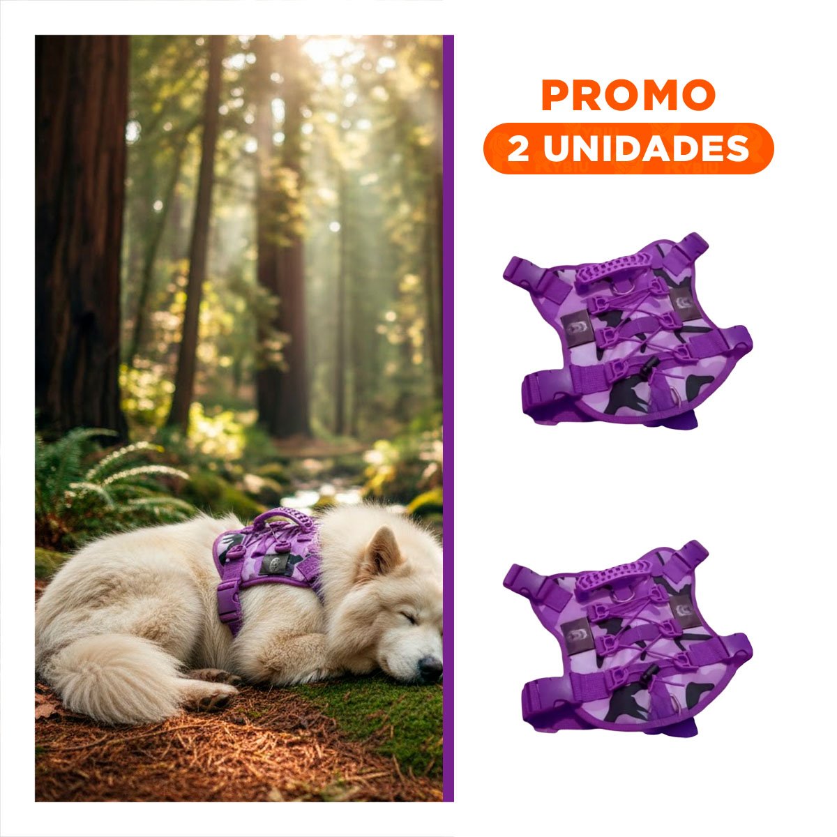 PACK2 CONFORT PECHERA TACTICO PARA PERRO MORADO FACIL DE COLOCAR Y AJUSTAR EN PASEOS - 1