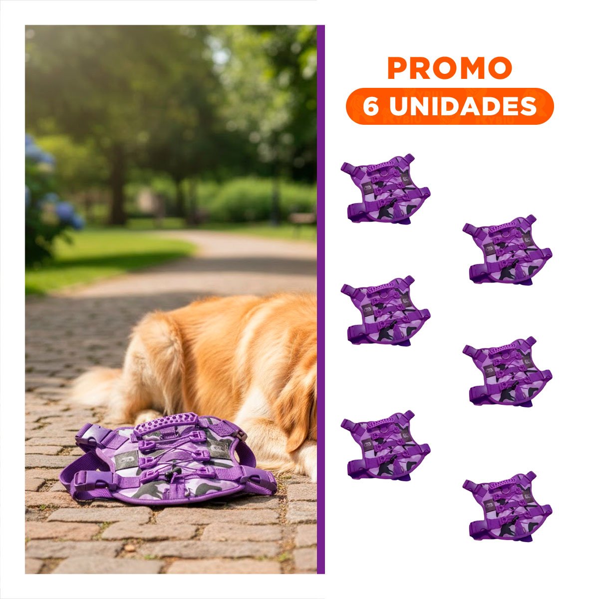 PACK6 AJUSTABLE PECHERA TACTICO PARA PERRO MORADO PERFECTA PARA PERROS ACTIVOS - 1
