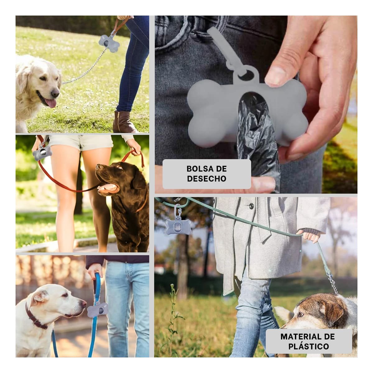 PACK6 PORTA BOLSAS GRIS CON FORMA DE HUESO COMODO DE LLEVAR Y+PAPEL REGALO - 3