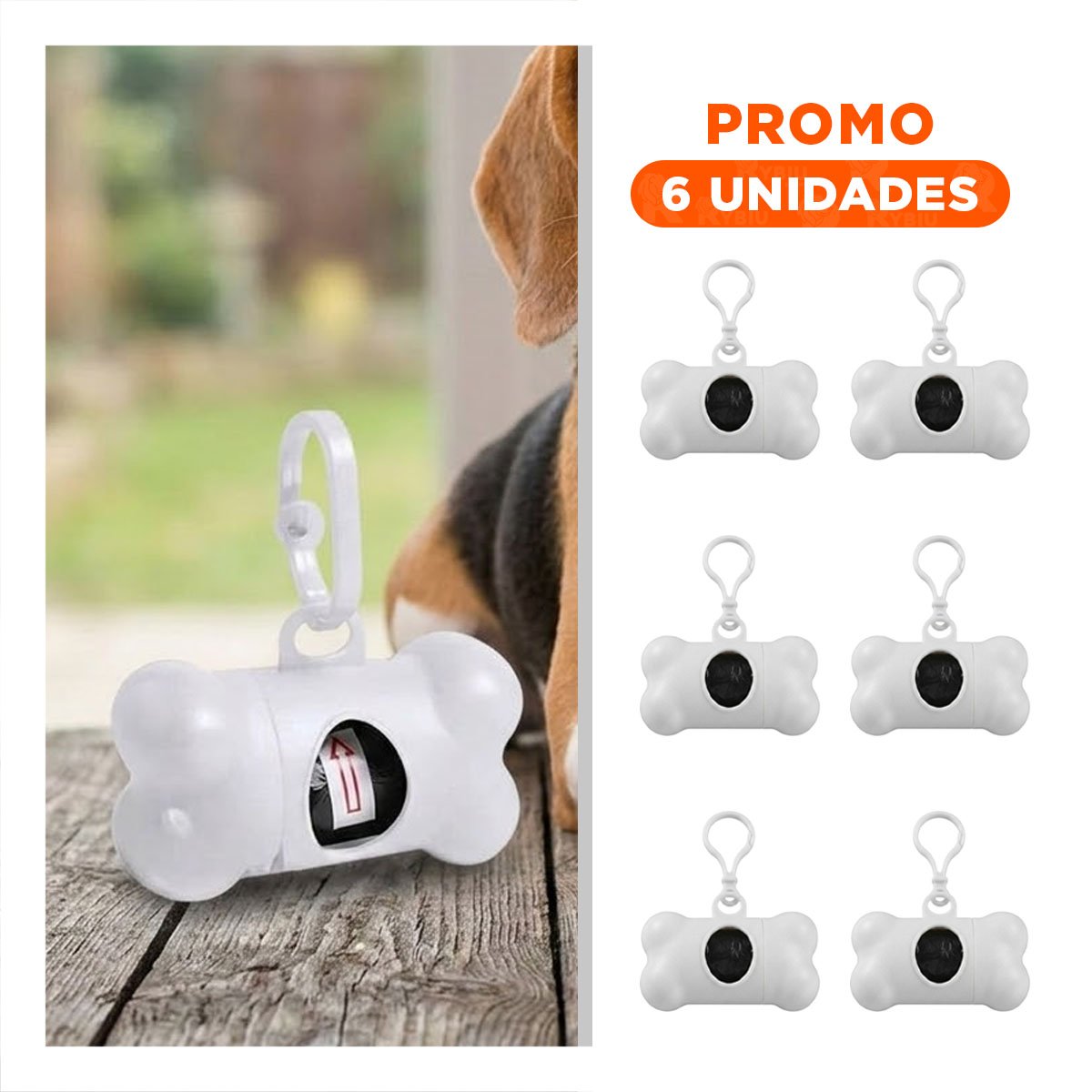 PACK6 DISPENSADOR DE BOLSAS BLANCO FUNCIONAL PARA SALIDAS CON MASCOTAS - 1