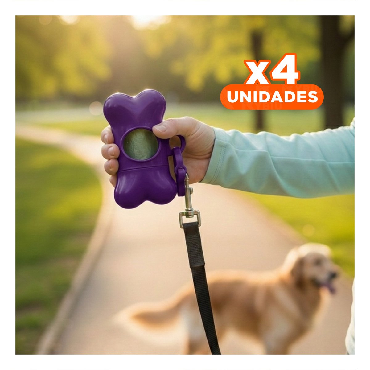 PACK4 PORTA BOLSAS HIGIENICAS MORADO DISENO HUESO PARA CAMINATAS - 1