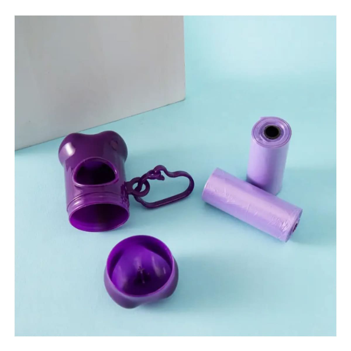 PACK4 PORTA BOLSAS HIGIENICAS MORADO DISENO HUESO PARA CAMINATAS - 2