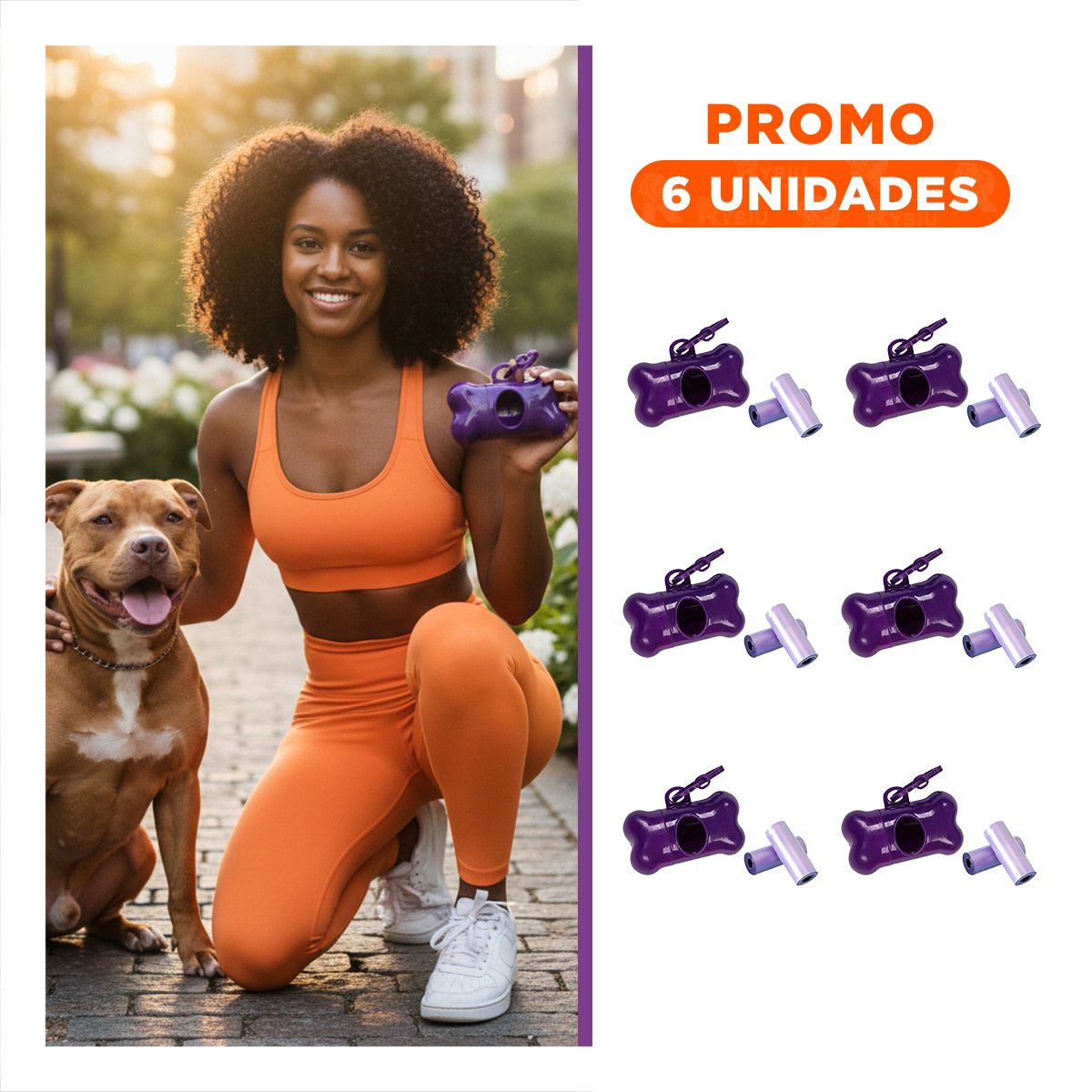 PACK6 DISPENSADOR DE BOLSAS MORADO FUNCIONAL PARA SALIDAS CON MASCOTAS - 1