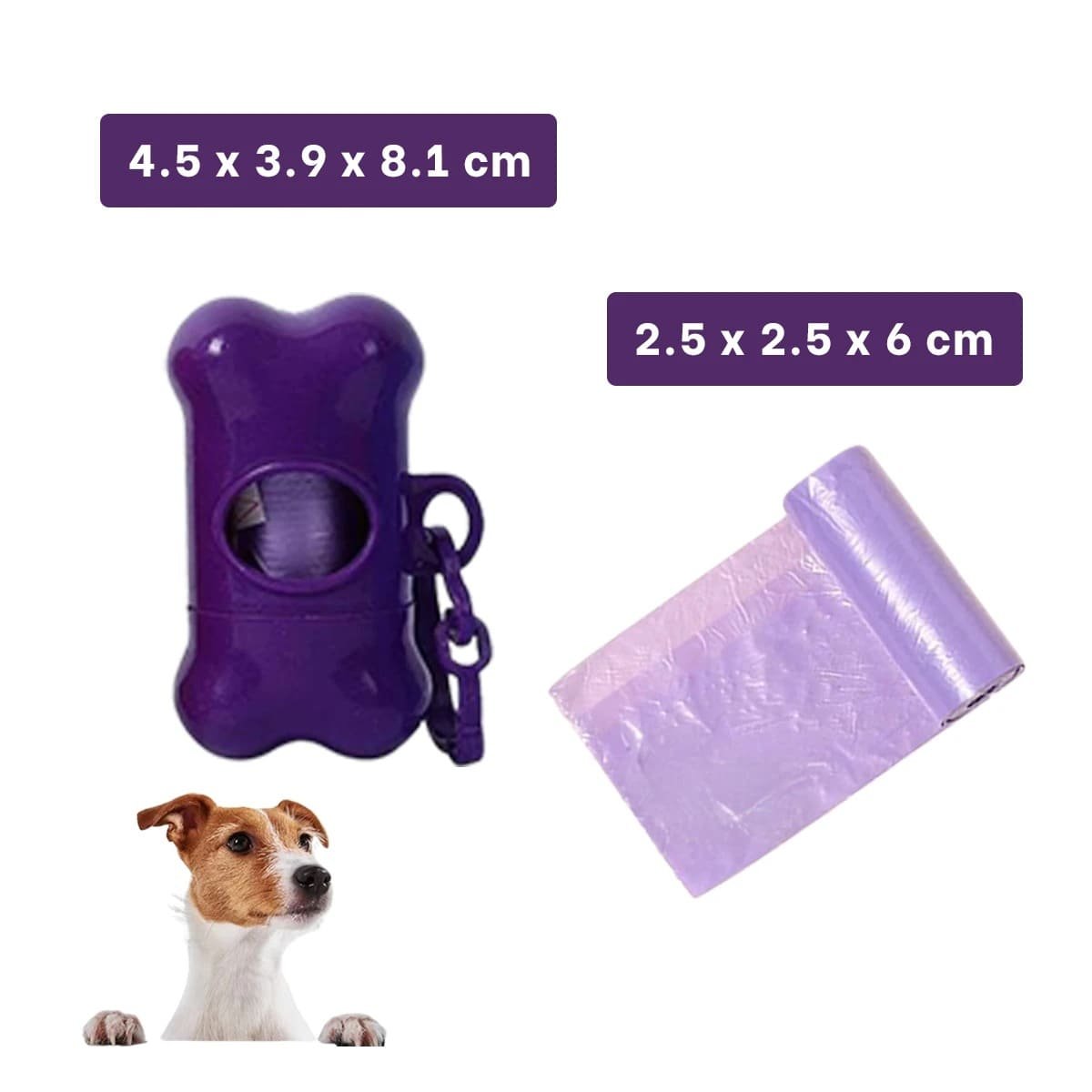 PACK6 PORTA BOLSAS MORADO CON FORMA DE HUESO COMODO DE LLEVAR Y+PAPEL REGALO - 4
