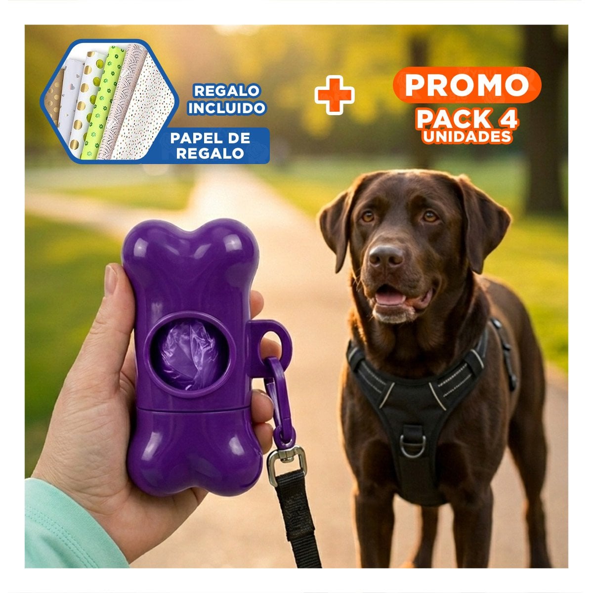 PACK4 ACCESORIO MORADO TIPO HUESO CON CLIP PARA USO EN CORREA Y+PAPEL REGALO - 1