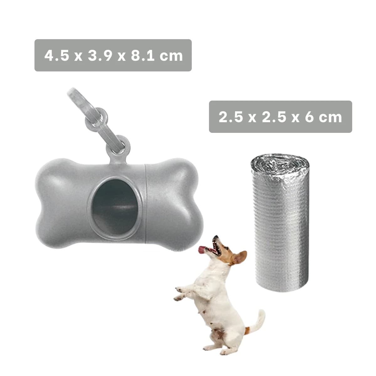 PACK4 PORTA BOLSAS HIGIENICAS GRIS DISENO HUESO PARA CAMINATAS - 4