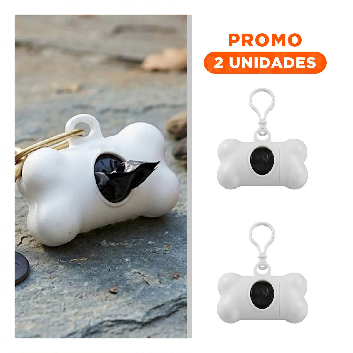 PACK2 PORTA BOLSAS BLANCO PARA MASCOTAS CON SUJECION SEGURA - 1