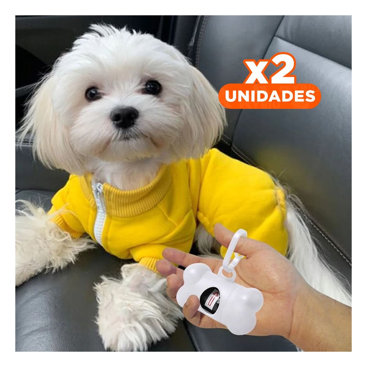 PACK2 DISPENSADOR PORTATIL BLANCO PARA MASCOTAS CON ESTILO SENCILLO Y+REGALO STICKER - 1
