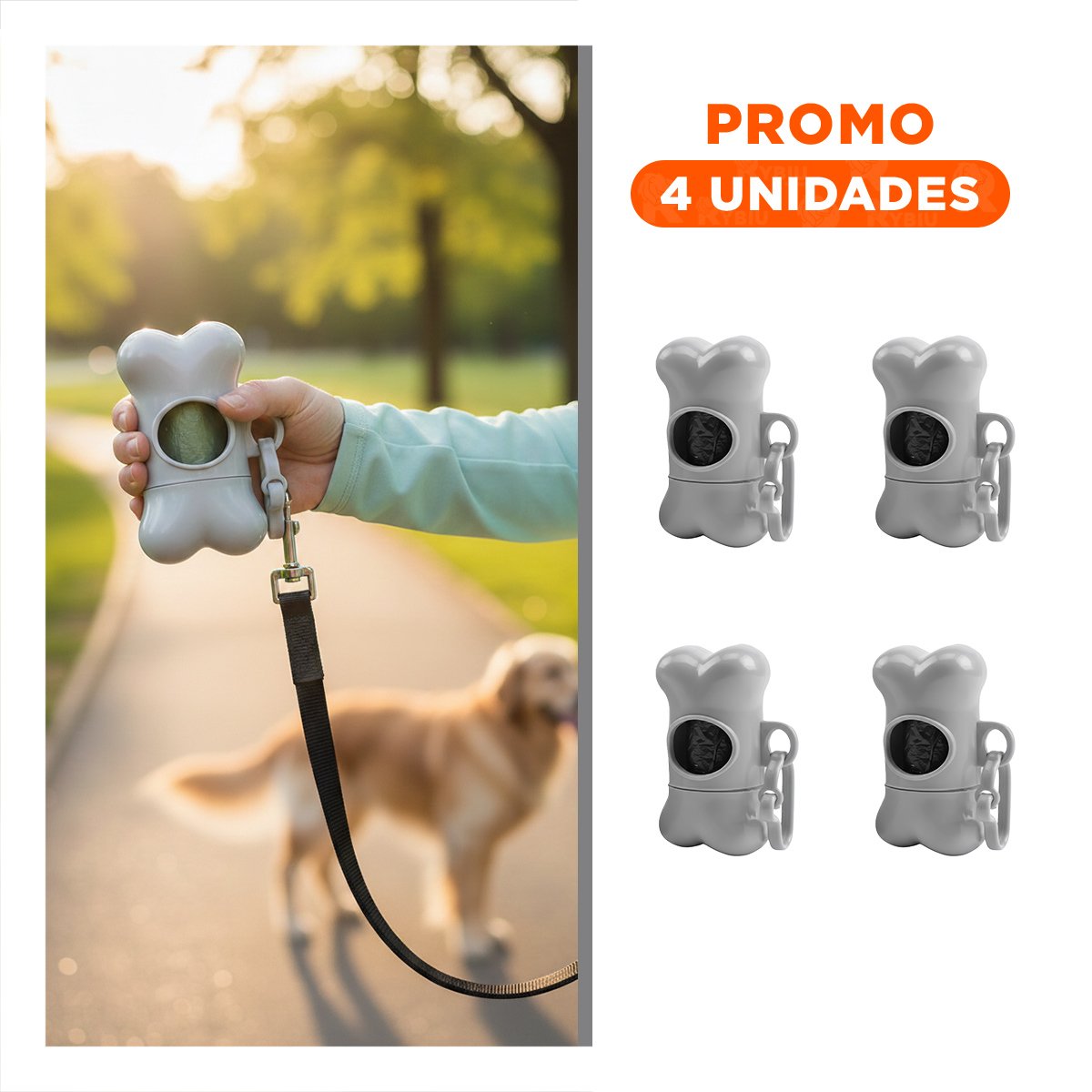 PACK4 CONTENEDOR CANINO GRIS CON DISENO COMPACTO PARA PASEOS Y+REGALO STICKER - 1