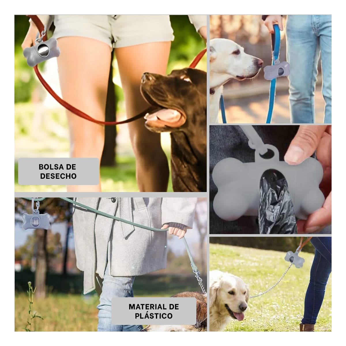 PACK4 CONTENEDOR CANINO GRIS CON DISENO COMPACTO PARA PASEOS Y+REGALO STICKER - 2