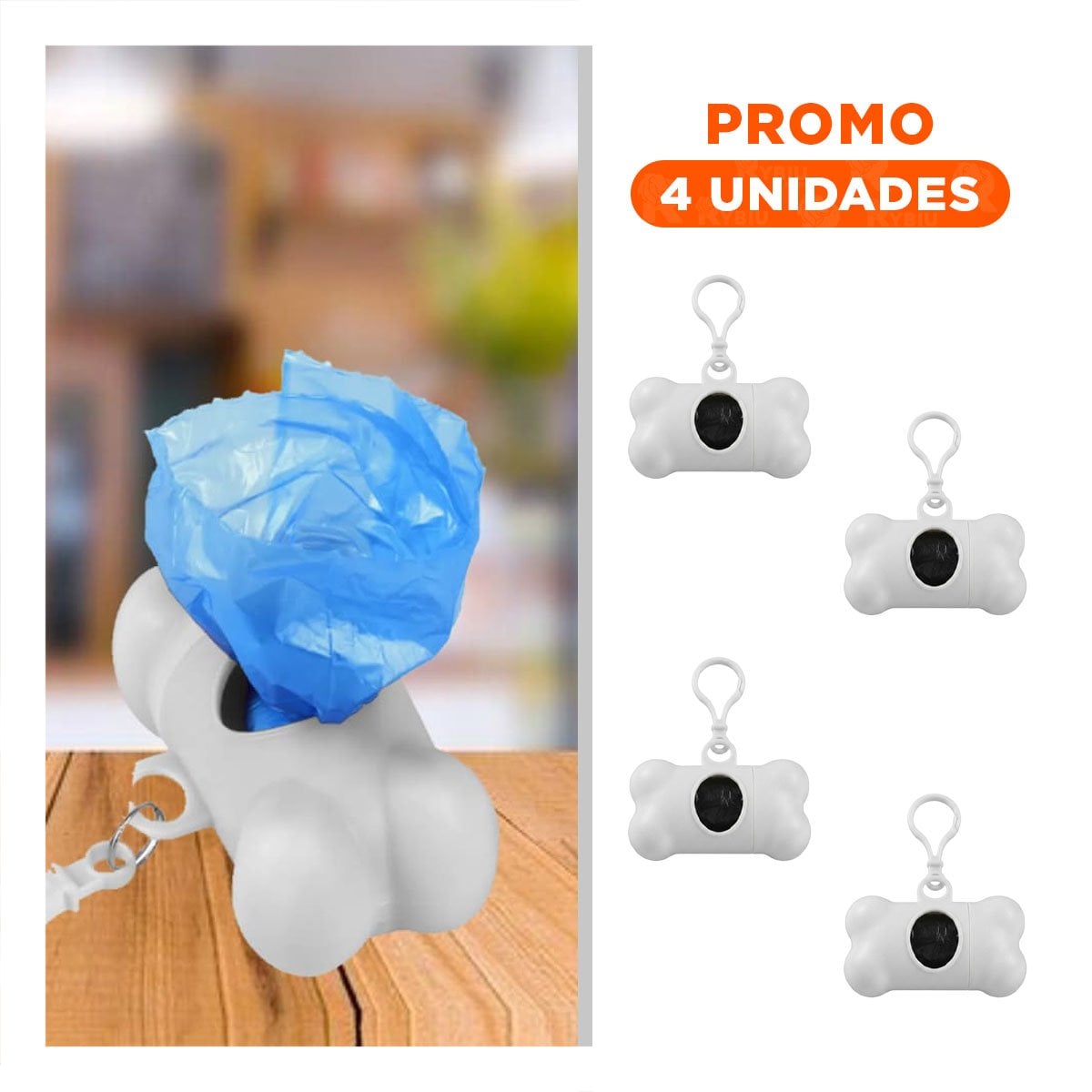PACK4 CONTENEDOR CANINO BLANCO CON DISENO COMPACTO PARA PASEOS Y+REGALO STICKER - 1