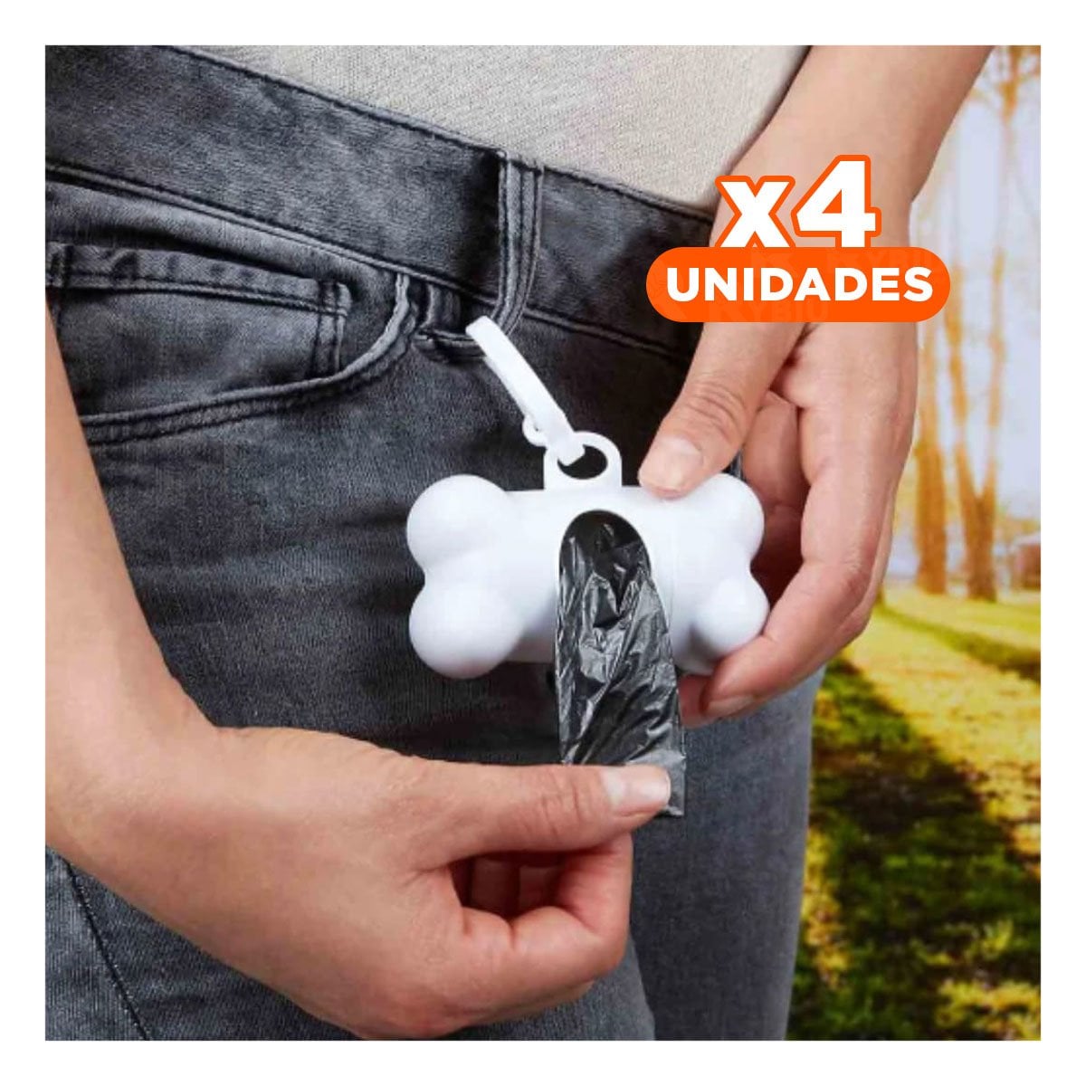 PACK4 PORTA BOLSAS HIGIENICAS BLANCO DISENO HUESO PARA CAMINATAS - 1