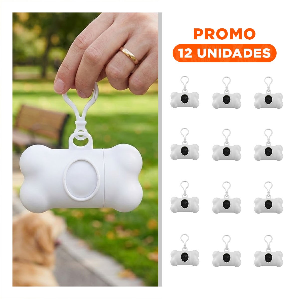 PACK12 PORTA BOLSAS CANINO BLANCO DISENO COMPACTO Y LIGERO Y+REGALO STICKER - 1