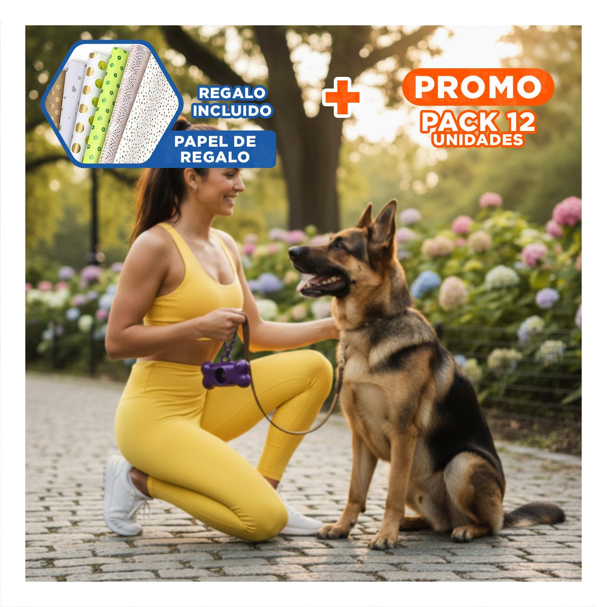 PACK12 DISPENSADOR MORADO CON CLIP INTEGRADO PARA PASEOS AL AIRE LIBRE Y+PAPEL REGALO - 1