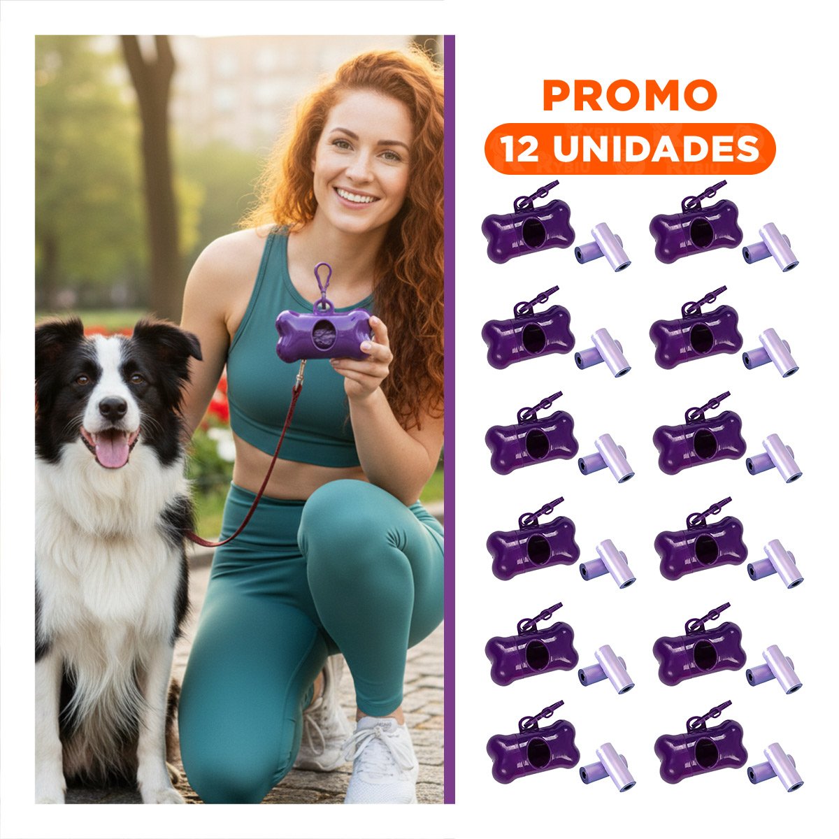 PACK12 PORTA BOLSAS CANINO MORADO DISENO COMPACTO Y LIGERO Y+REGALO STICKER - 1