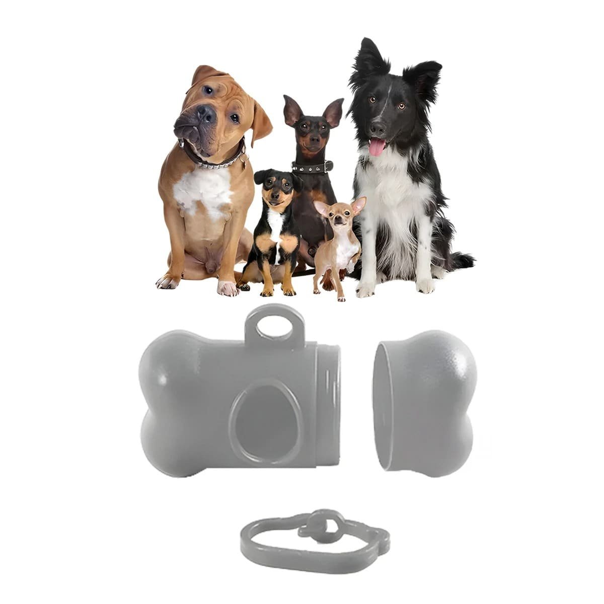 PACK2 DISPENSADOR PORTATIL GRIS PARA MASCOTAS CON ESTILO SENCILLO Y+REGALO STICKER - 2