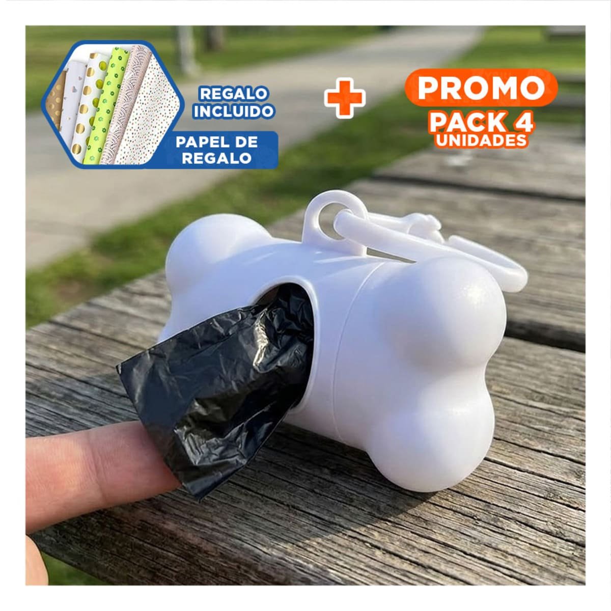 PACK4 ACCESORIO BLANCO TIPO HUESO CON CLIP PARA USO EN CORREA Y+PAPEL REGALO - 1