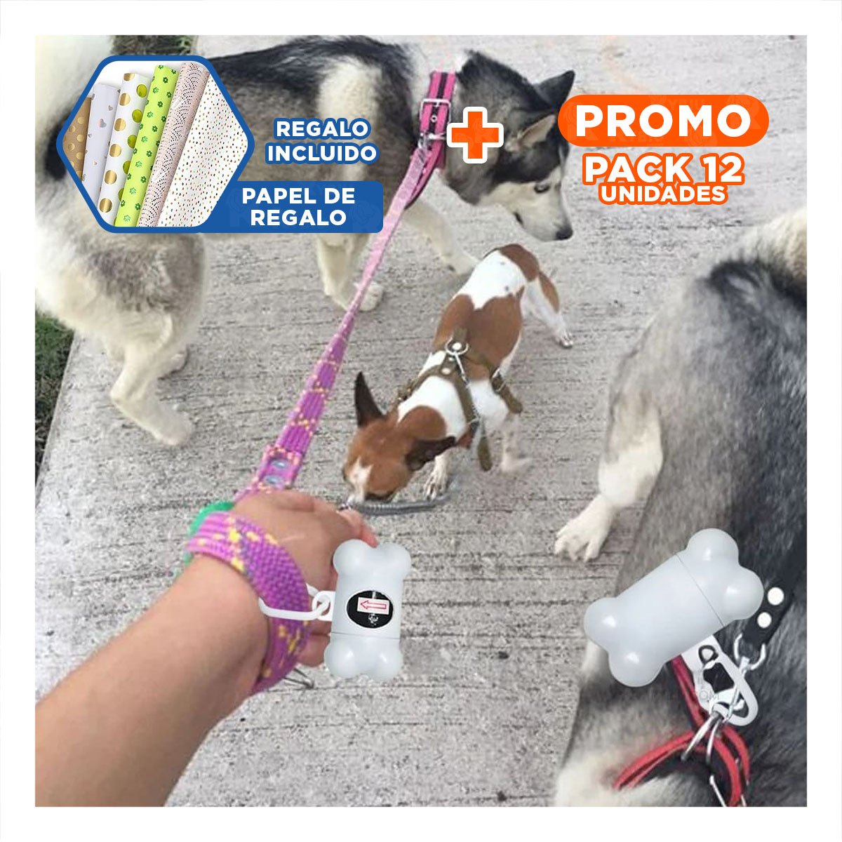 PACK12 DISPENSADOR BLANCO CON CLIP INTEGRADO PARA PASEOS AL AIRE LIBRE Y+PAPEL REGALO - 1