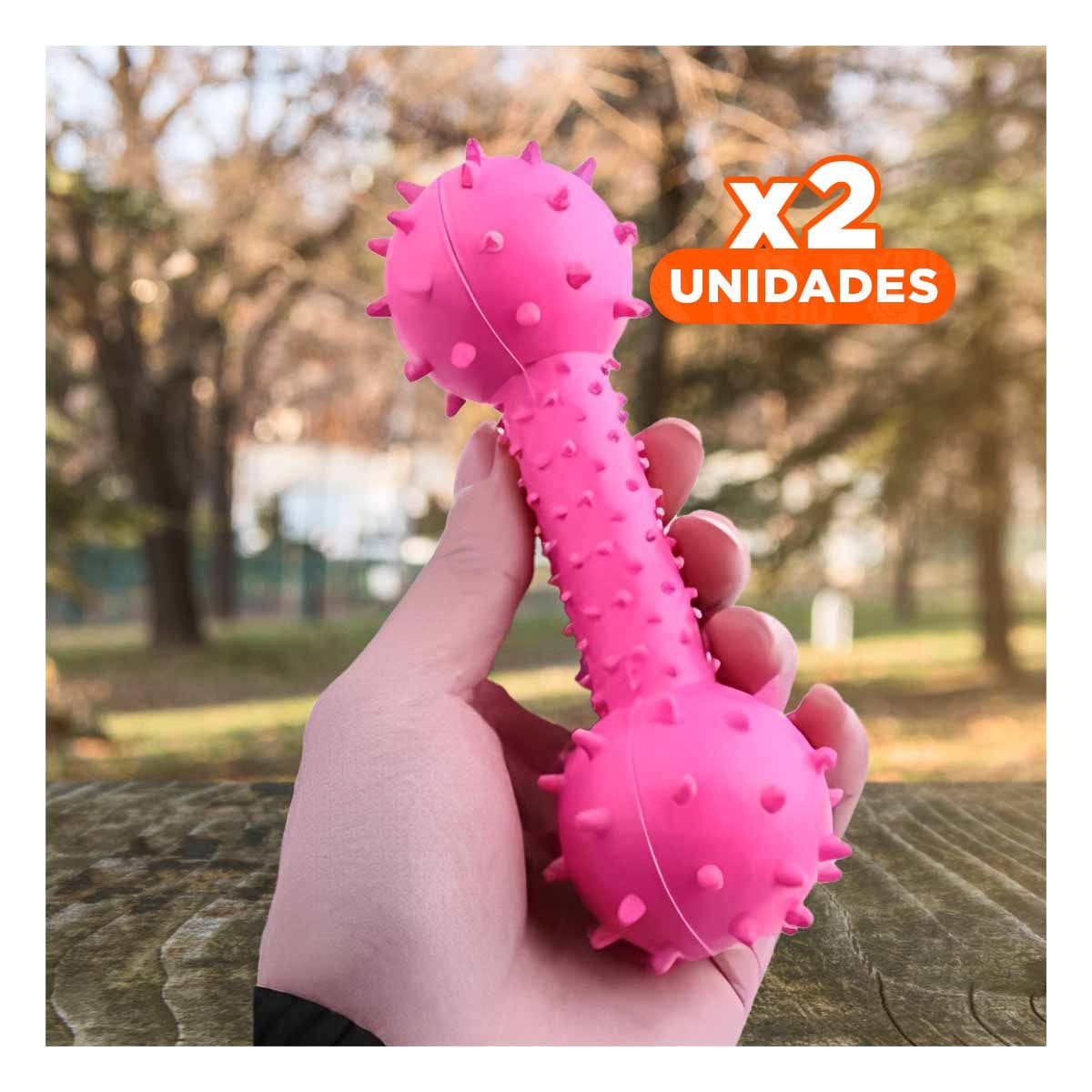 PACK2 JUGUETE HUESO ROSADO CON BOLAS QUE FACILITAN EL JUEGO Y+REGALO STICKER - 1