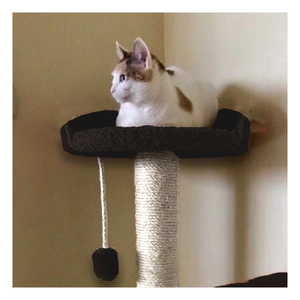 PACK2 MANSION DE GATO CASA NEGRO TRES NIVELES RASCADOR PARA HOGAR COMODO Y OSCURO - 2