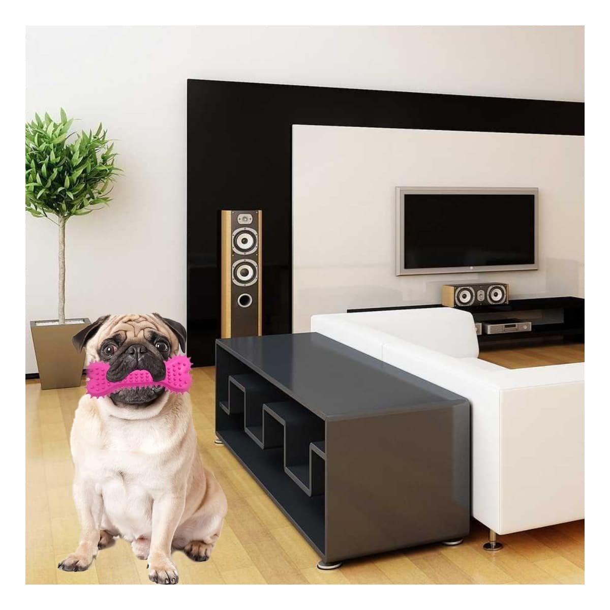 PACK12 JUGUETE CANINO ROSADO CON FORMA DE HUESO PARA USO DIARIO - 3