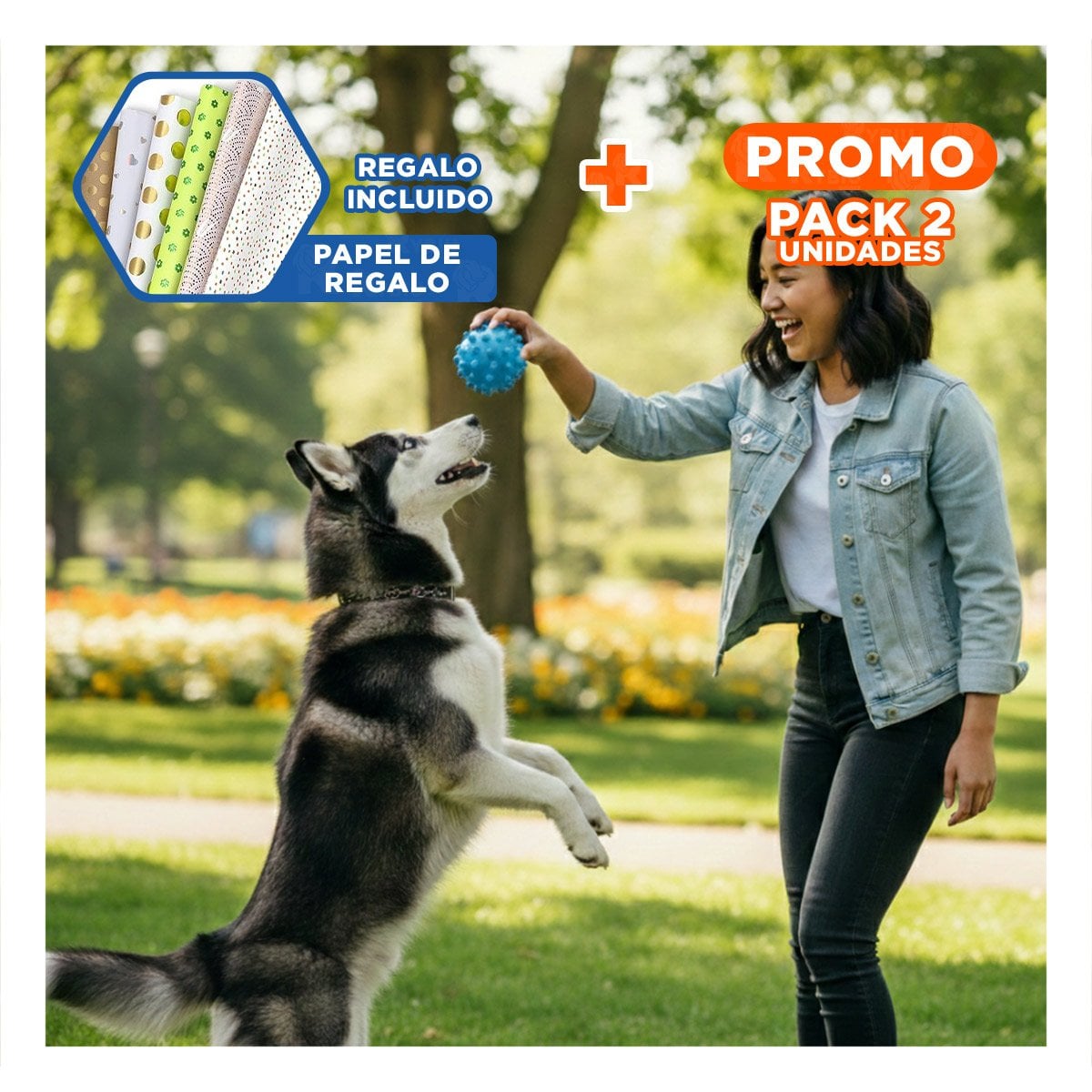 PACK2 JUGUETE CELESTE DE CAUCHO CON DISENO CHIRIMOLLA COMPACTO Y+PAPEL REGALO - 1