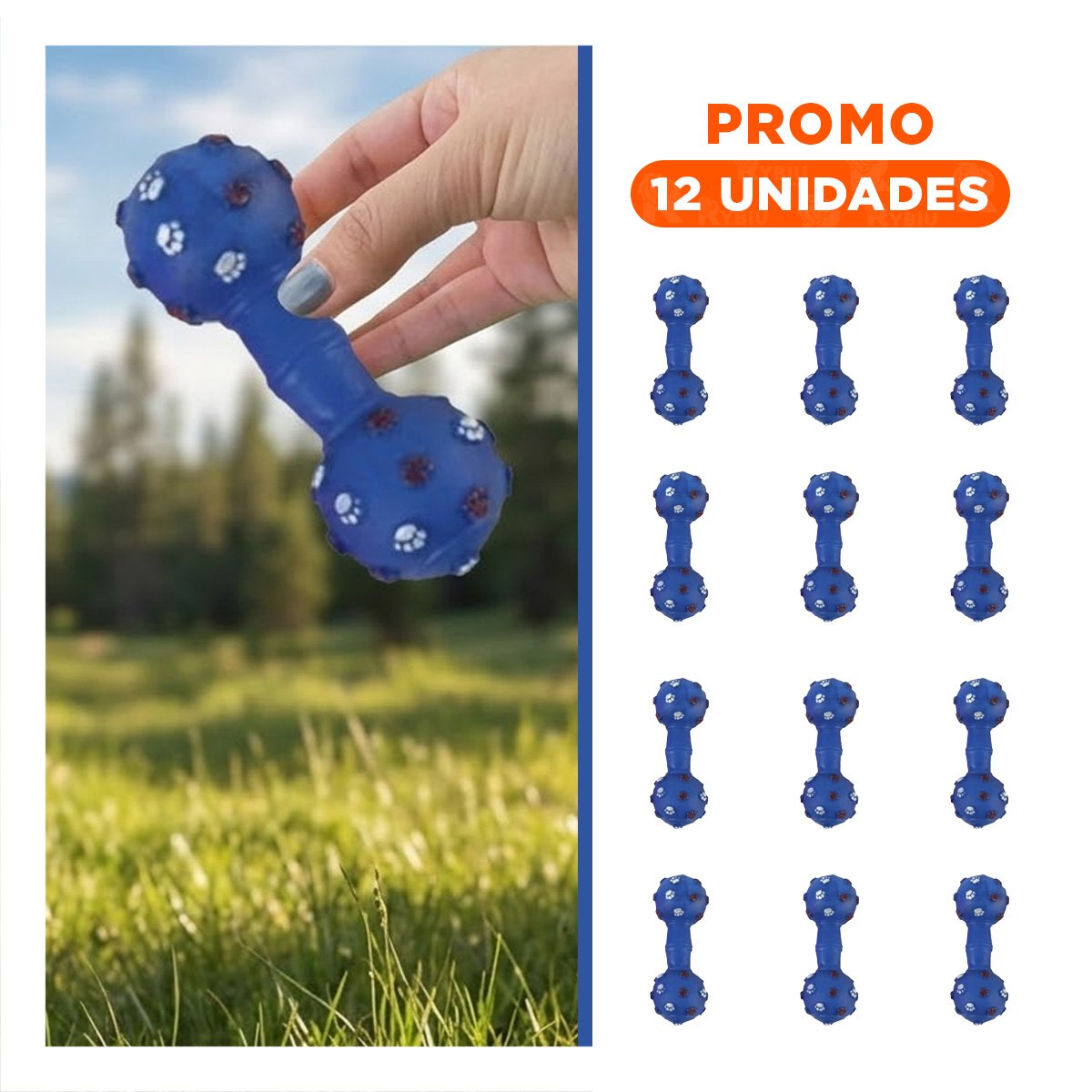 PACK12 JUGUETE PARA MASCOTA HUESO AZUL CON DISENO PRACTICO Y LIVIANO Y+REGALO STICKER - 1