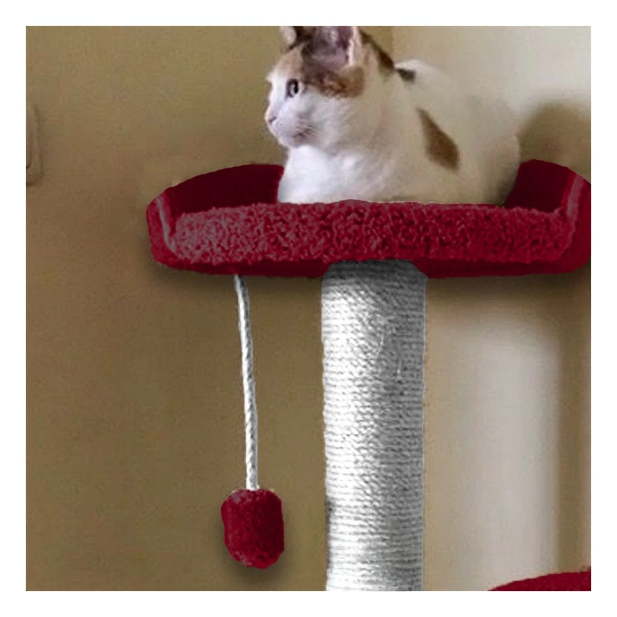 TORRE DE ENTRETENIMIENTO PARA GATO DE 3 PISOS COLOR ROJO CON DISEÑO COMPACTO Y+PAPEL REGALO - 3