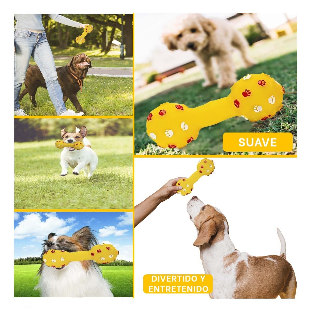 PACK4 ACCESORIO PARA MASCOTA TIPO HUESO AMARILLO CON ESTILO LLAMATIVO Y+REGALO STICKER - 2
