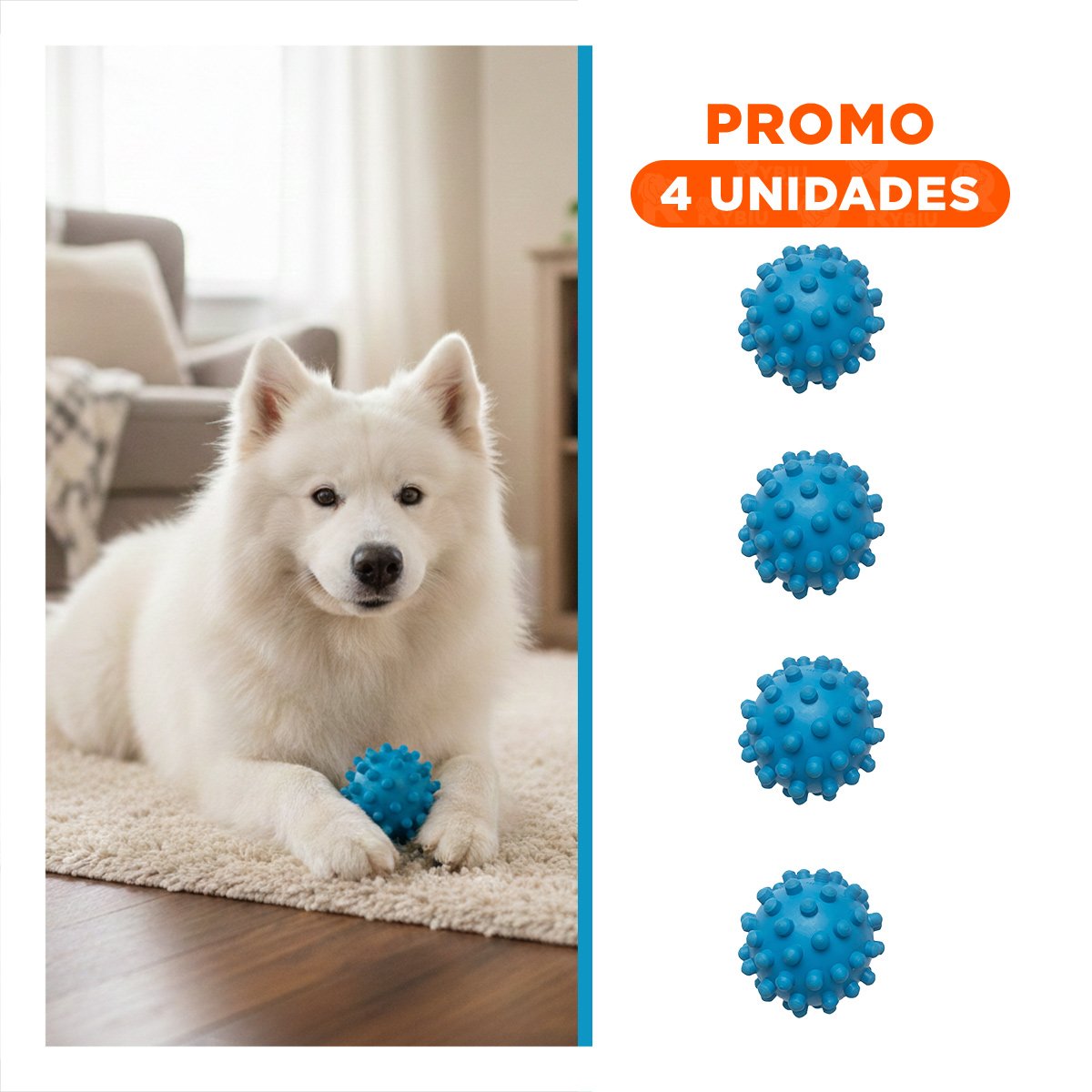 PACK4 JUGUETE CANINO CELESTE DE CAUCHO CHICO CON TEXTURA RESISTENTE Y+REGALO STICKER - 1