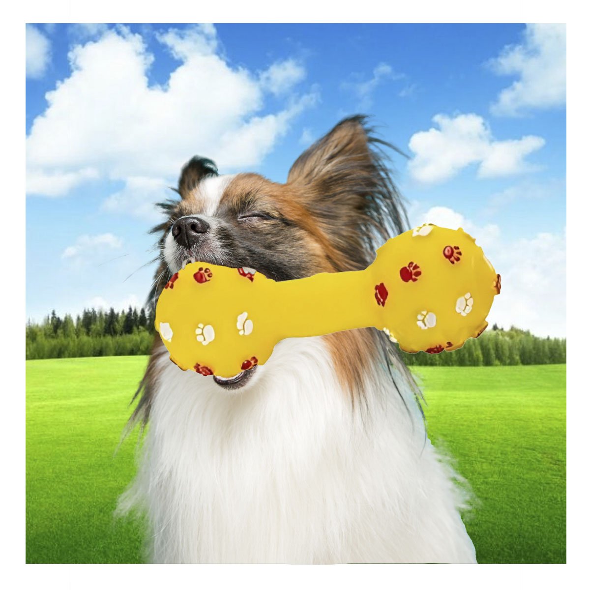 PACK2 JUGUETE HUESO PARA PERRO AMARILLO CON TEXTURA FACIL DE SUJETAR Y+PAPEL REGALO - 5