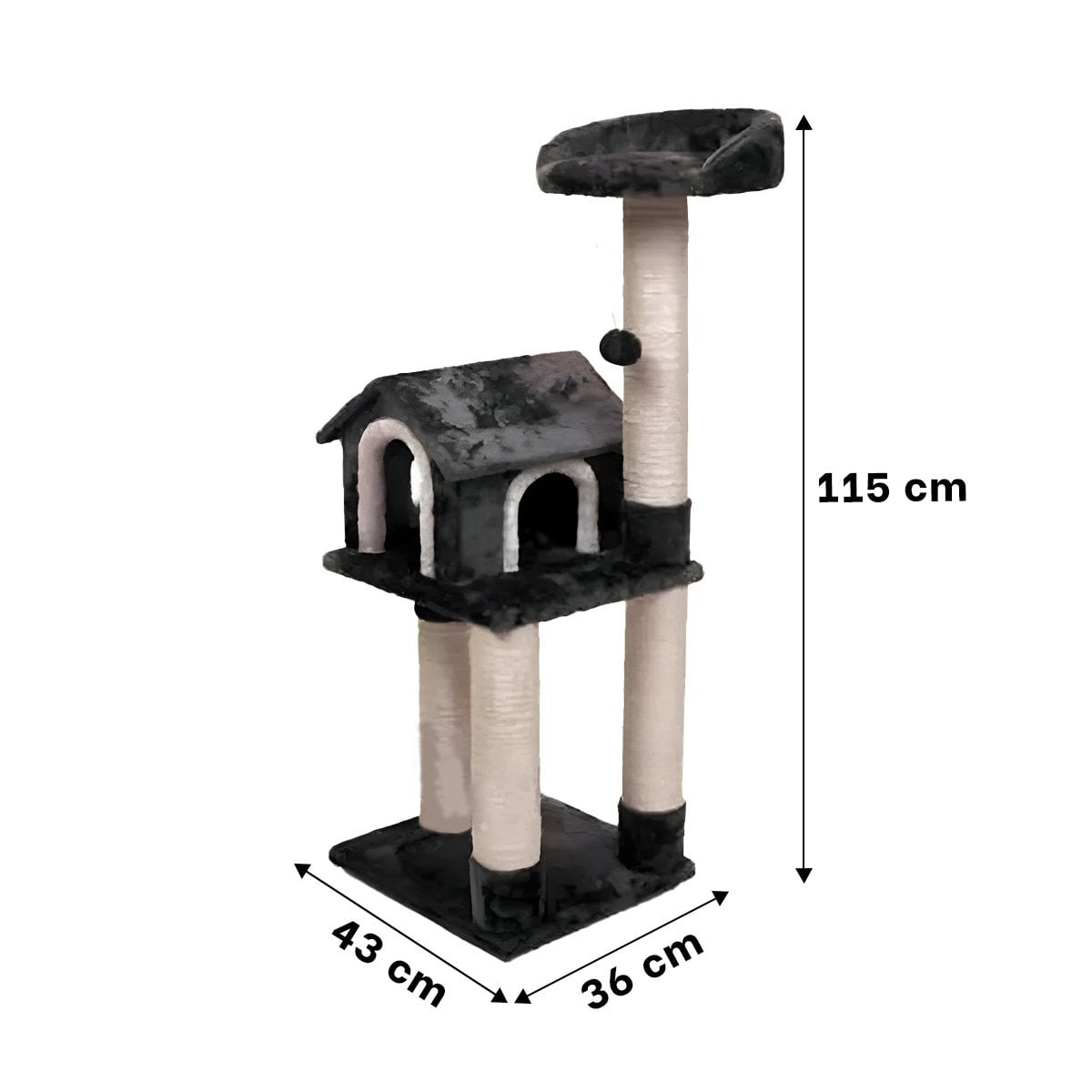 PACK2 TORRE PARA GATO DE 3 PISOS COLOR PLOMO CON AREAS PARA SALTAR Y DESCANSAR - 4