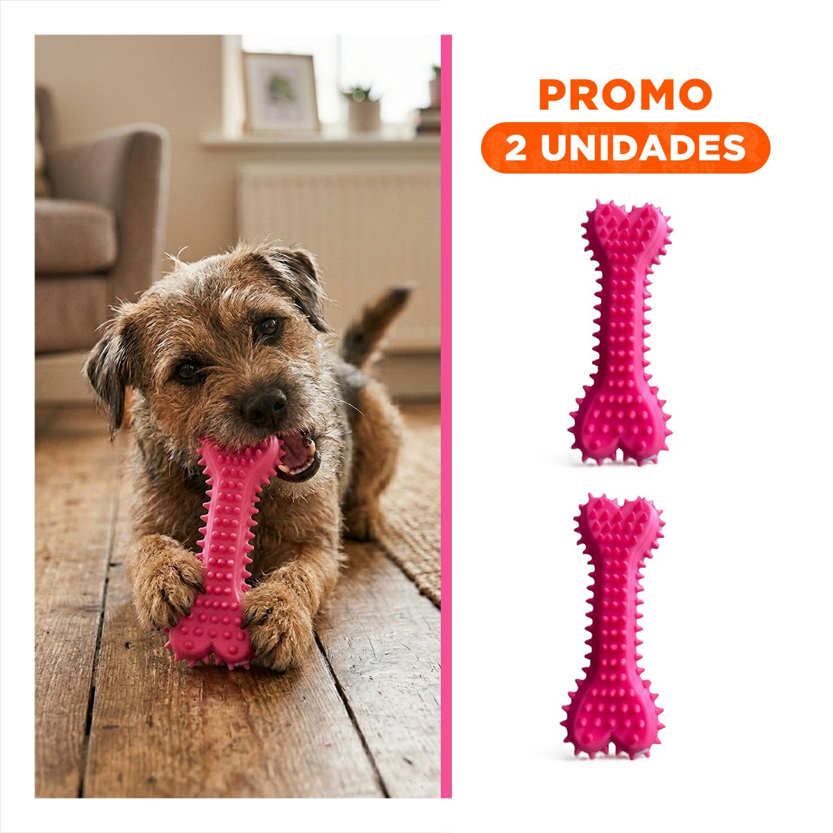 PACK2 HUESO DE JEBE ROSADO CON PUAS PARA MAYOR ENTRETENIMIENTO - 1