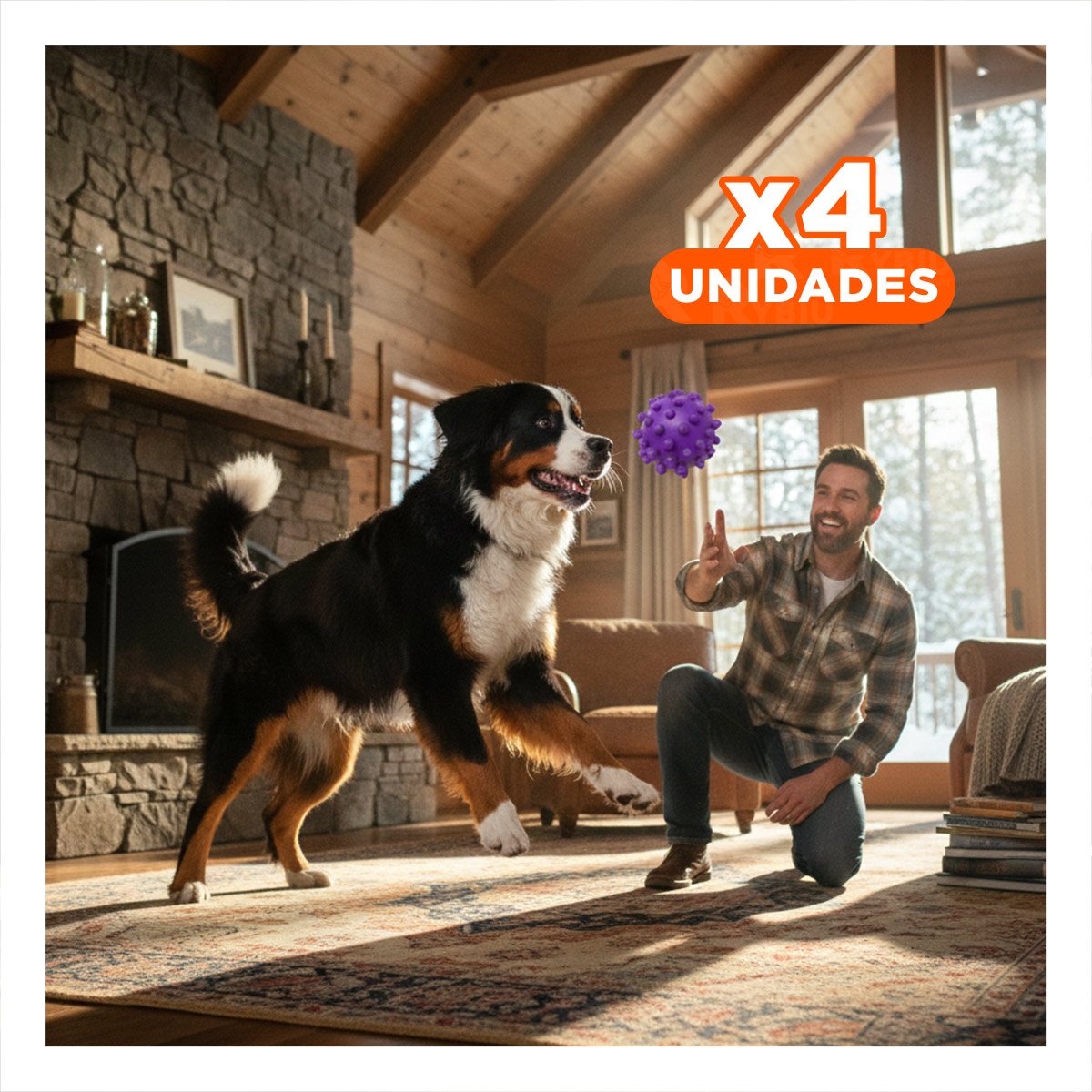 PACK4 ACCESORIO PARA MASCOTA MORADO DE CAUCHO TIPO CHIRIMOLLA LIVIANO - 1