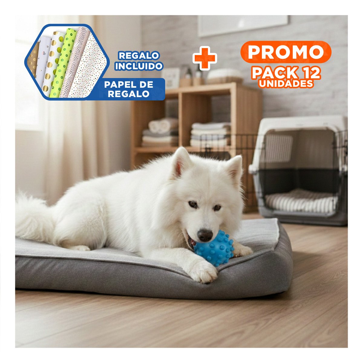 PACK12 JUGUETE CELESTE DE CAUCHO PARA MASCOTAS FORMA CHIRIMOLLA Y+PAPEL REGALO - 1