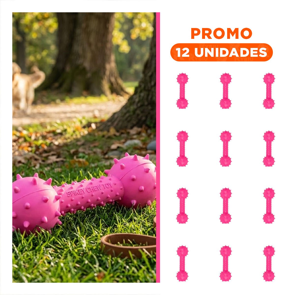 PACK12 HUESO ROSADO CON BOLAS PARA MAYOR INTERACCION DE LA MASCOTA Y+REGALO STICKER - 1