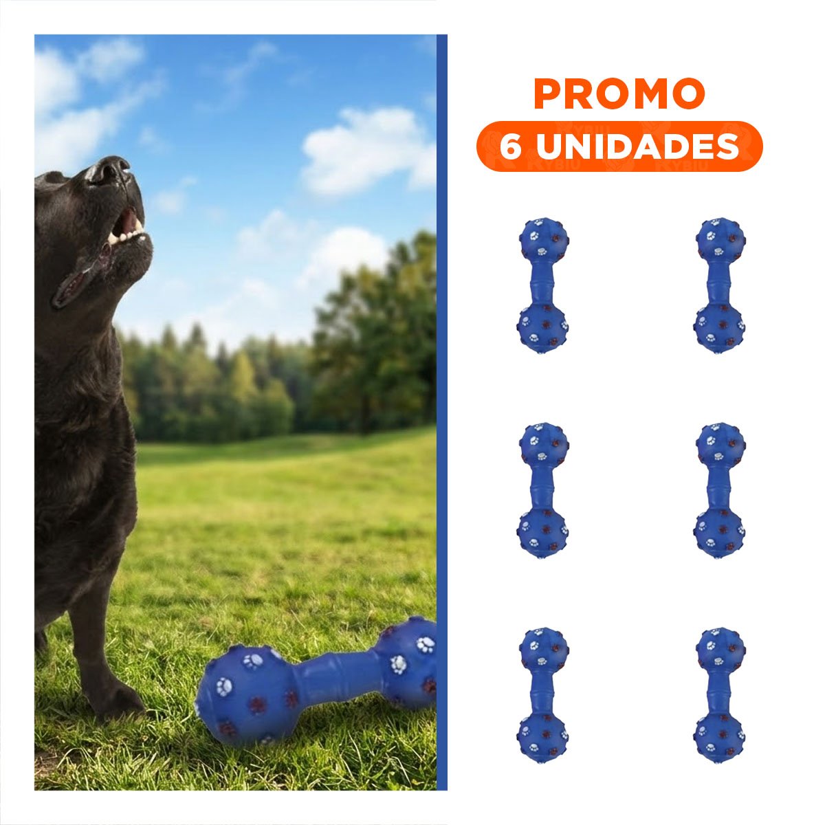 PACK6 JUGUETE PARA PERRO EN FORMA DE HUESO AZUL CON SUPERFICIE TEXTURIZADA - 1