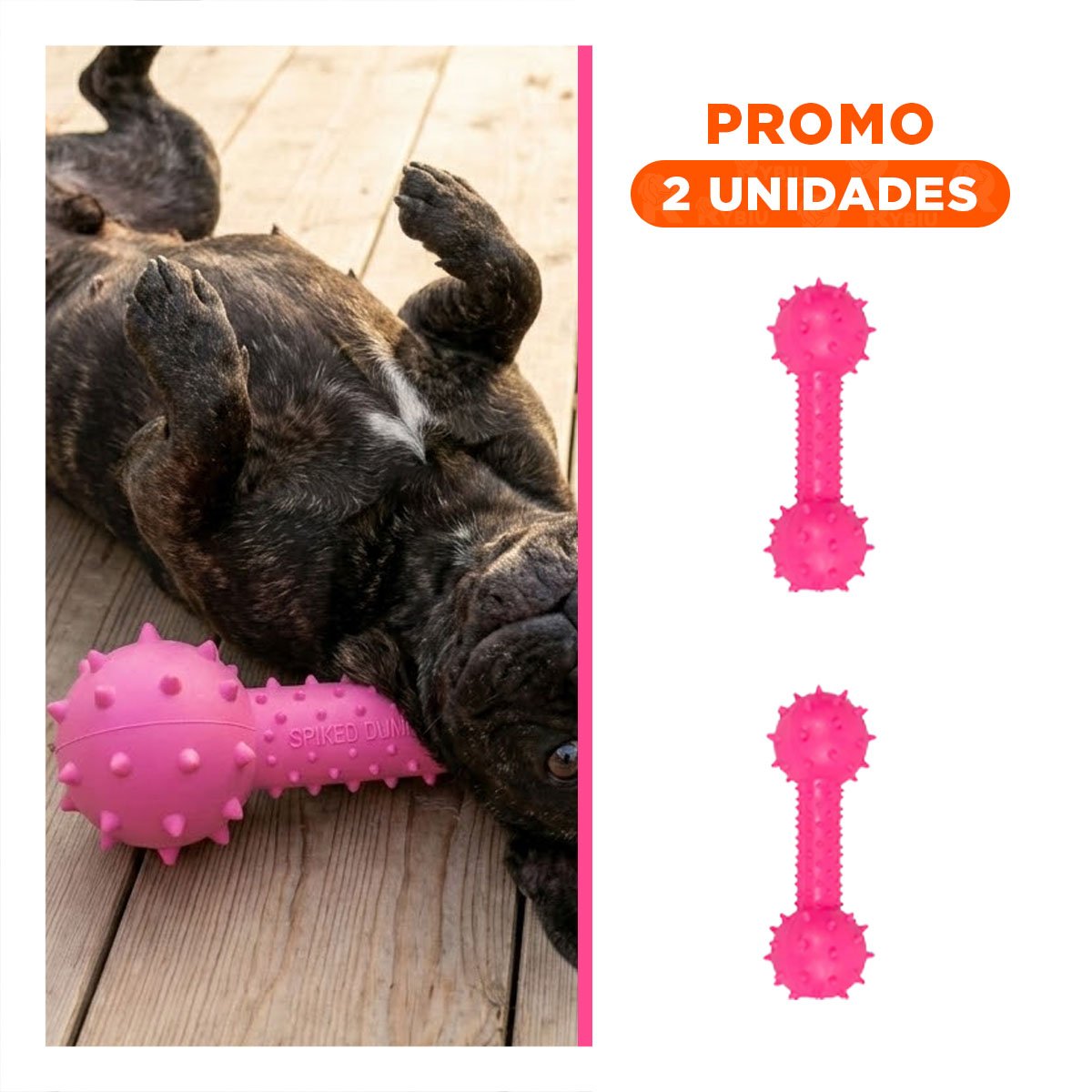 PACK2 JUGUETE PARA PERROS HUESO ROSADO CON FORMA ERGONOMICA - 1