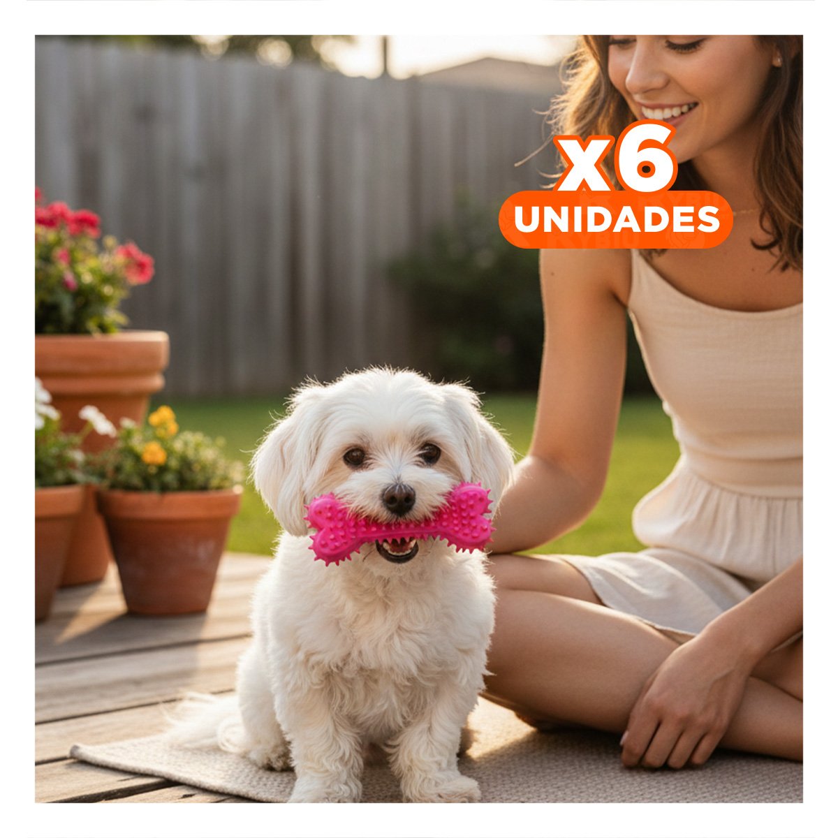 PACK6 HUESO PARA MASCOTA ROSADO CON PUAS Y DISENO COMPACTO Y+REGALO STICKER - 1