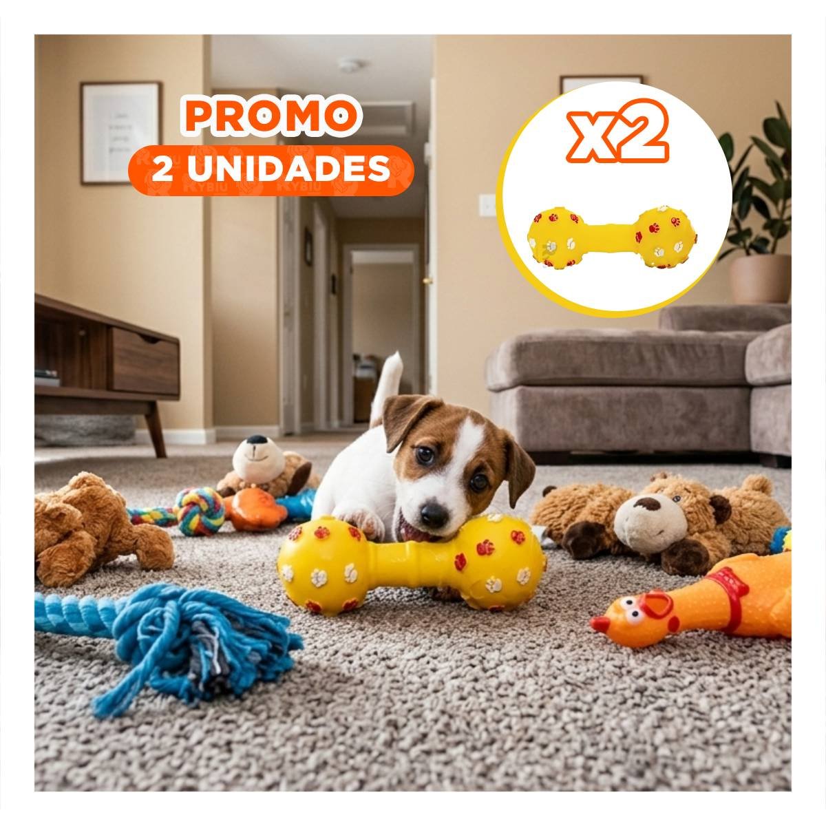 PACK2 HUESO PARA MASCOTA COLOR AMARILLO CON DETALLES DECORATIVOS DE HUELLAS Y+REGALO STICKER - 1