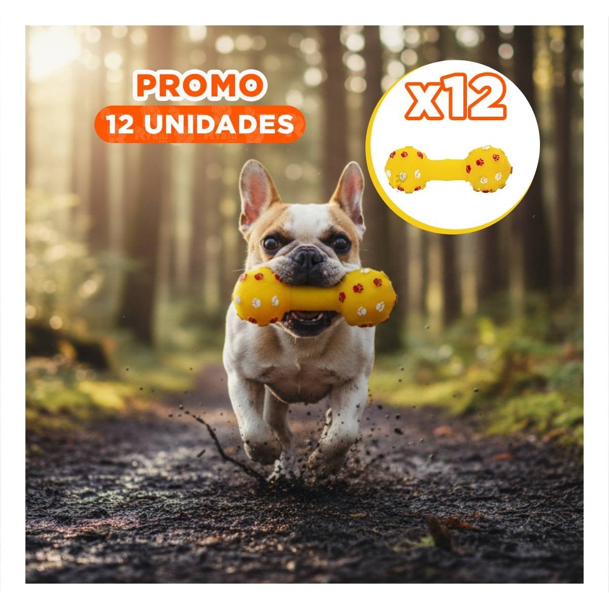 PACK12 HUESO PARA PERRO AMARILLO CON FORMA CLASICA PARA ENTRETENIMIENTO - 1