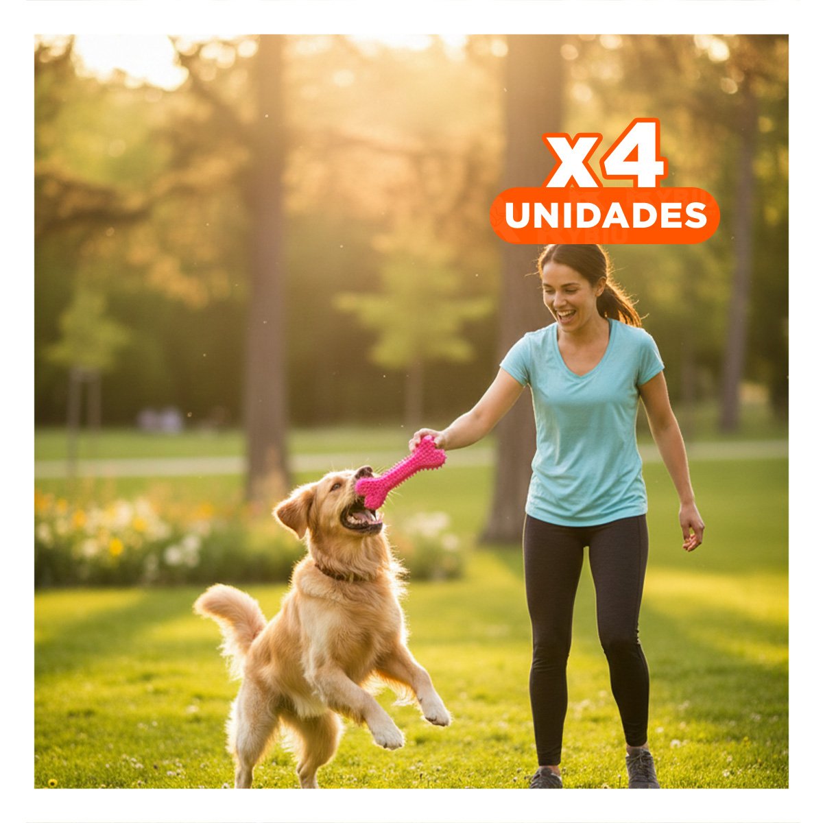PACK4 JUGUETE HUESO ROSADO CON PUAS PARA ACTIVIDADES DE JUEGO - 1