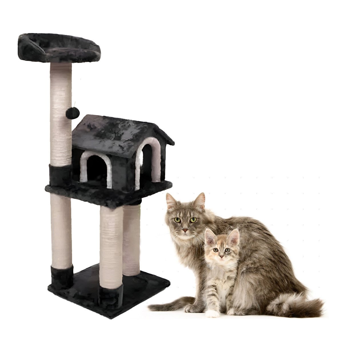 PACK2 GIMNASIO PARA GATO DE 3 PISOS COLOR PLOMO CON ESTILO MODERNO PARA HOGAR Y+REGALO STICKER - 2