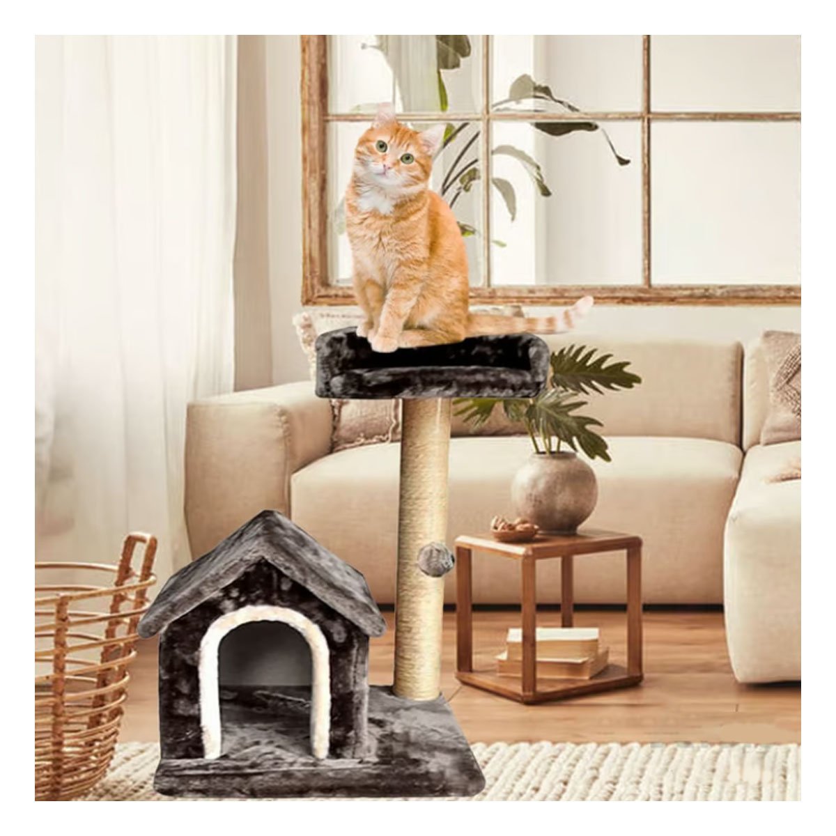 PACK2 GIMNASIO PARA GATO DE 3 PISOS COLOR PLOMO CON ESTILO MODERNO PARA HOGAR Y+REGALO STICKER - 3