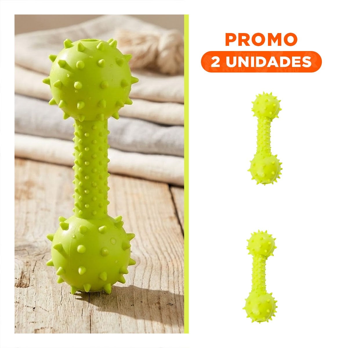 PACK2 JUGUETE PARA PERROS HUESO VERDE AMARILLENTO ERGONOMICO - 1